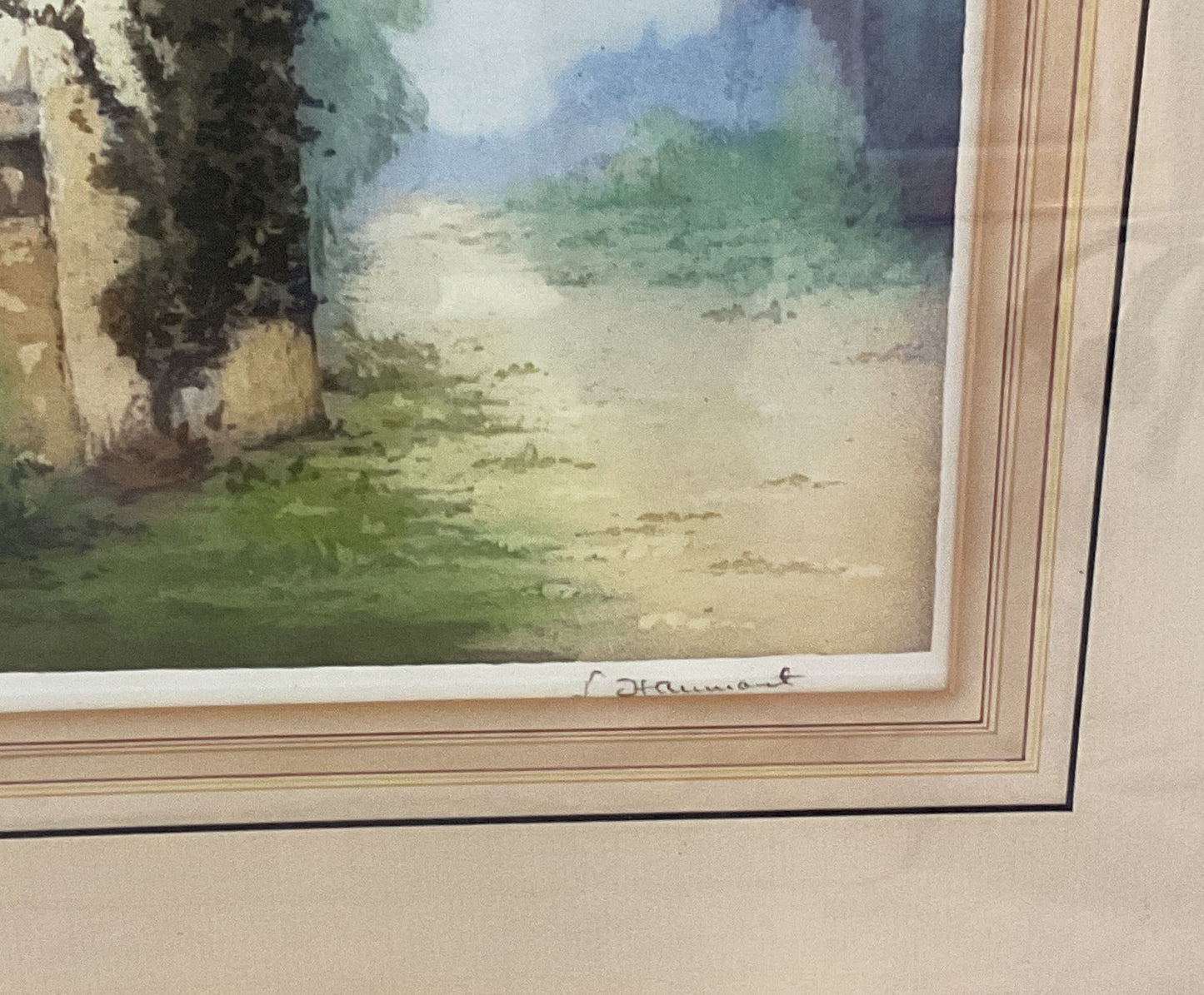 English Countryside Cottage Painting Framed Haumont Signed