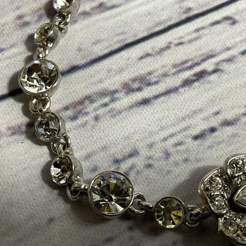 GIVENCHY Silver Tone & Rhinestone Tennis Bracelet- 7" (MISSING 2 STONES)