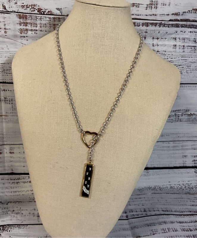 BGE Bradford Exchange Sterling Silver Chain Necklace Gold Tone Heart