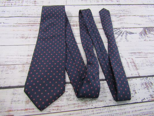 Vintage Yves Saint Laurent Men's Blue Red Floral Silk Tie Made in The U.S.A.