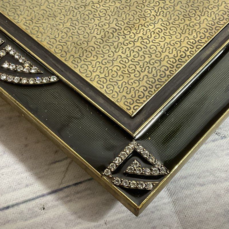 VTG. COSMO Collection Brass Enamel & Rhinestone 5.5" x 3.5" Picture Frame