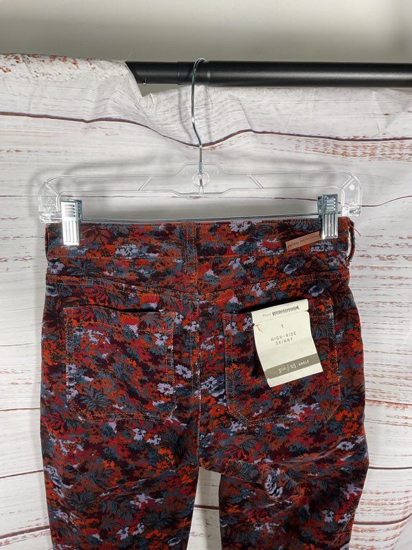 Anthropologie Pilcro and the Letterpress High Rise Skinny Corduroy Floral Pants