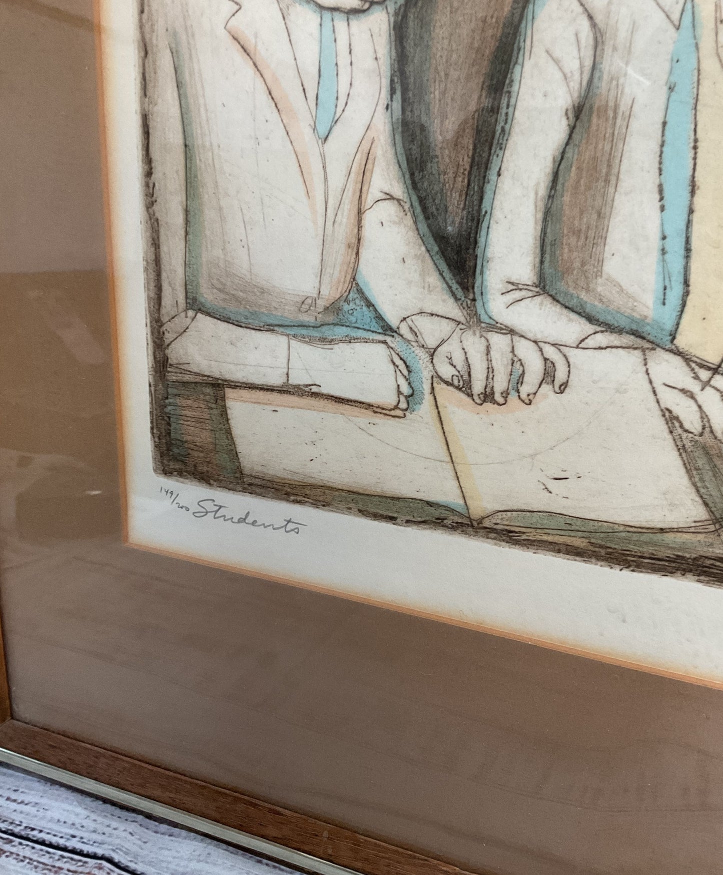 Students Framed Etching By Irving Amen Signed