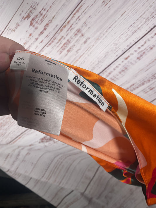 Reformation Orange Floral Pattern Scarf