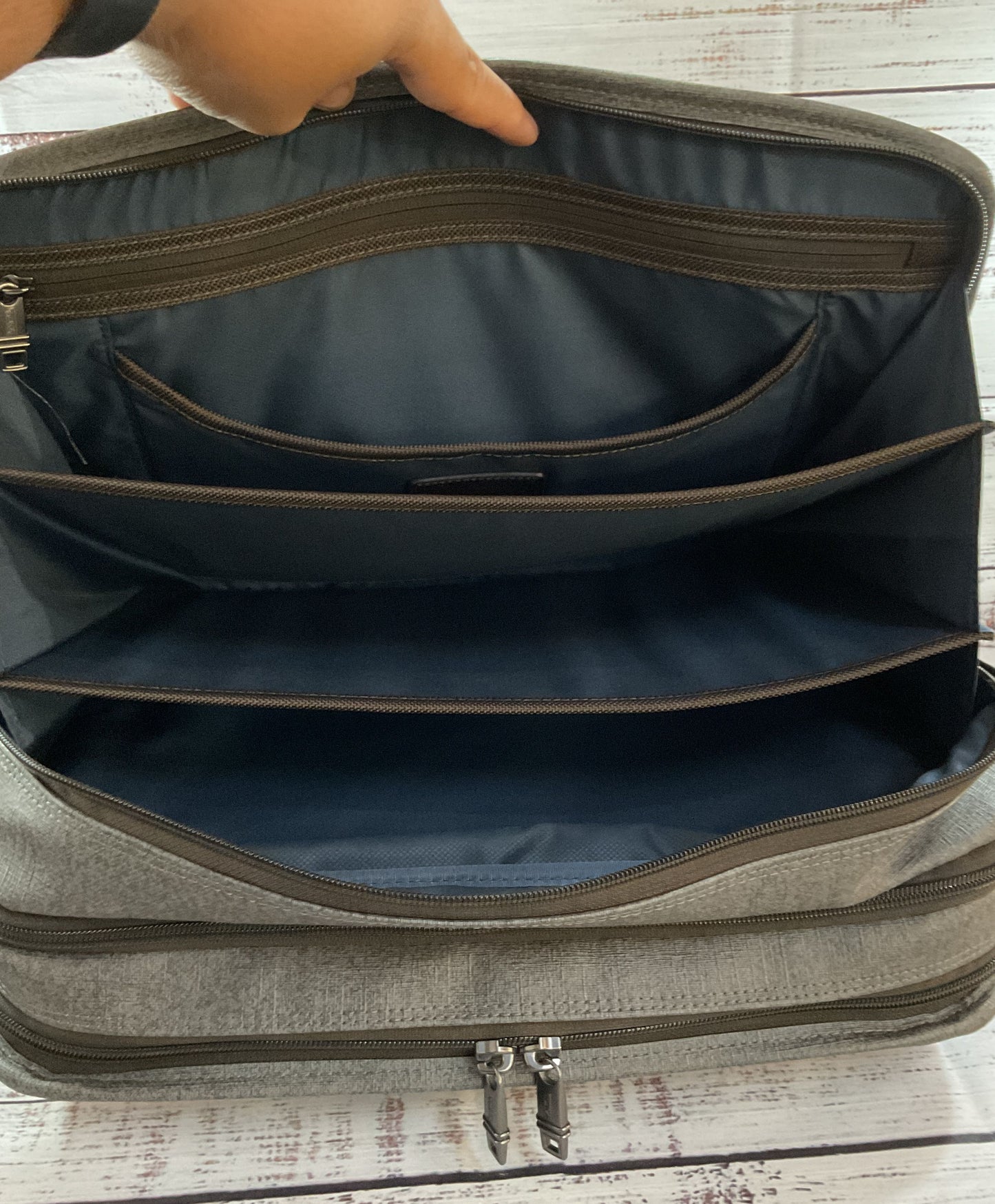 Tumi Gray Coated Nylon Leather Trim Briefcase 26141EG2