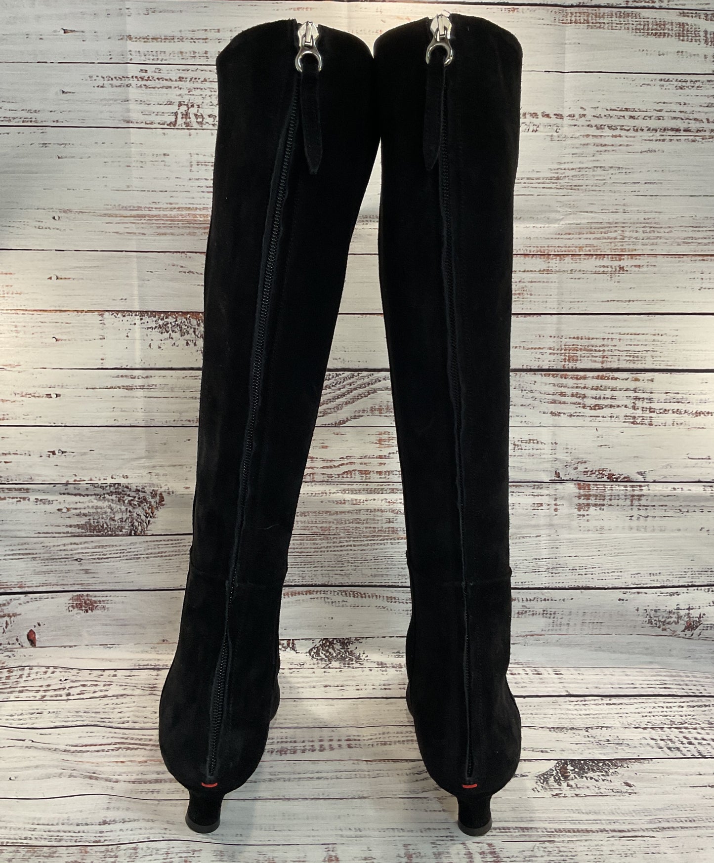 Aeyde Zazie Women's Black Suede Knee High Pointed Boots Size 11 Made in Italy