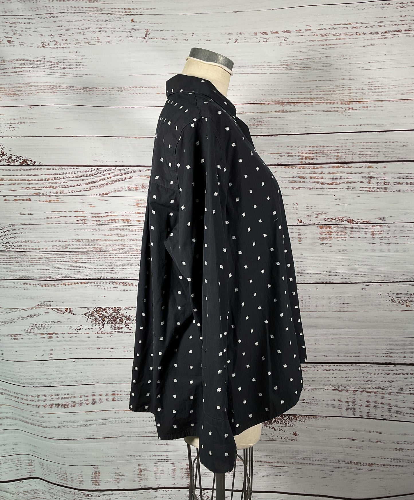 Poggianti Navy 100% Cotton Planet Saturn Embroidered Long Slv ButtonDown-Size 5