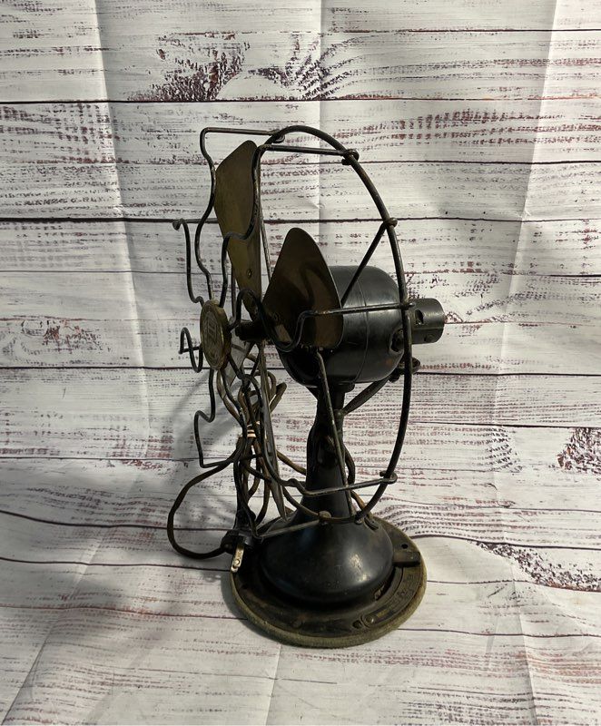 Vintage Sears Roebuck Cold Wave & Co Brass Blade Fan 14" For Parts/ AS IS