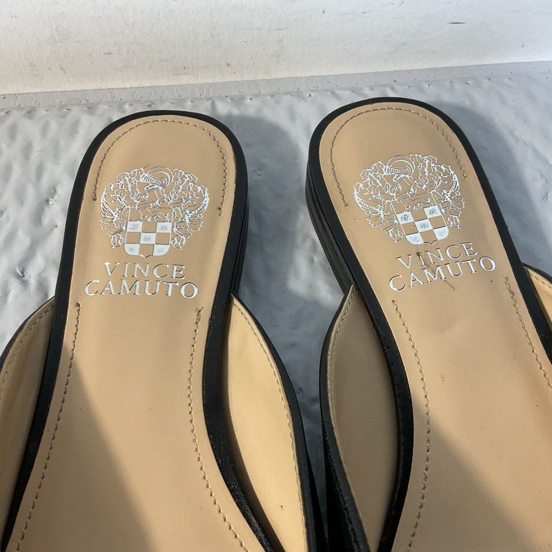 VINCE CAMUTO Women's Black Flat Mule Pointy Slides Sholes- SZ 6.5
