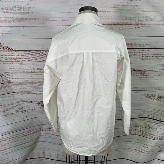 Favorite Daughter White Embroidered Logo Cuff Button Up Dress Shirt Blouse XS