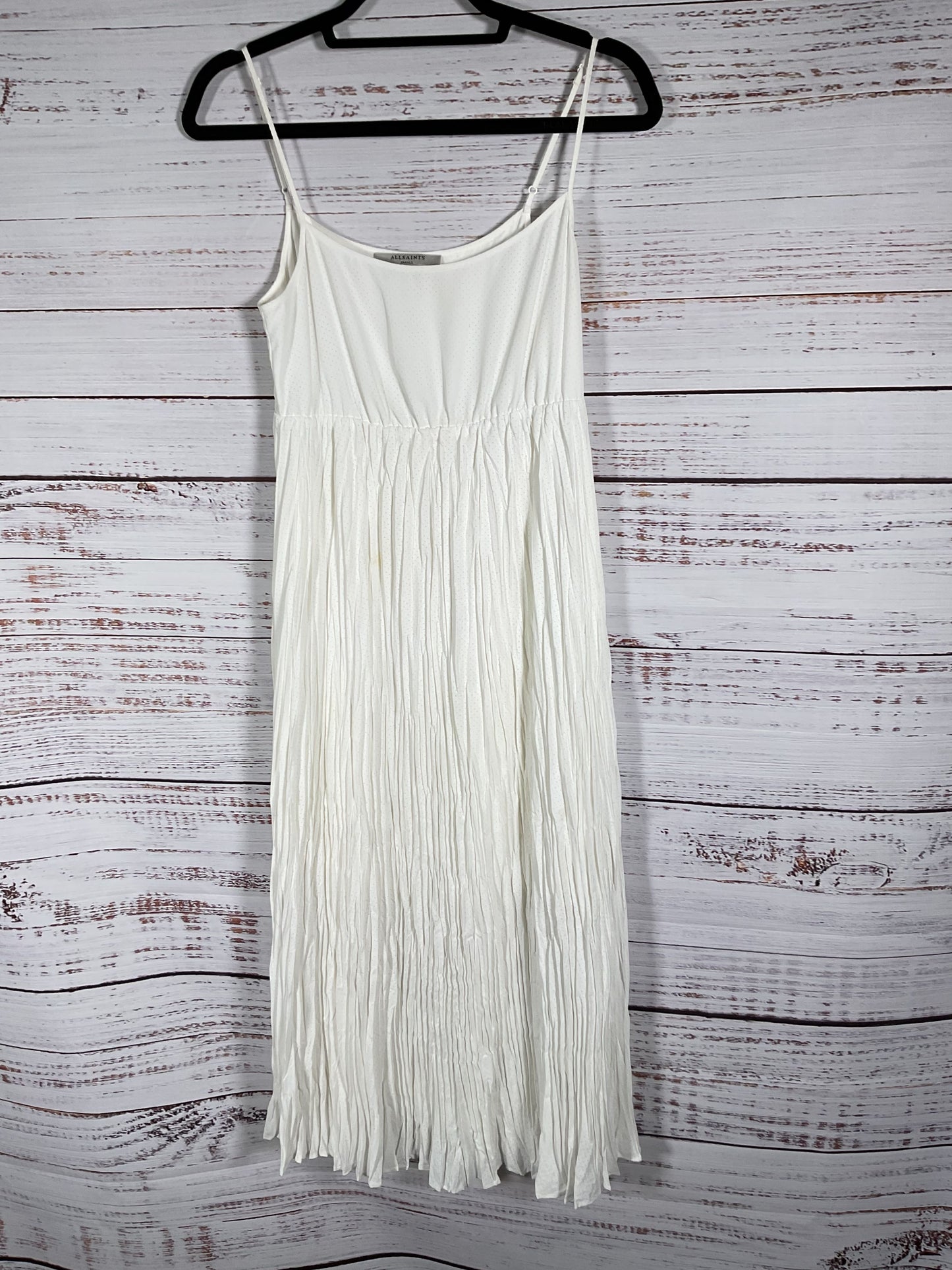 All saints White Dot Pleated Ruffled Dress - Size Small