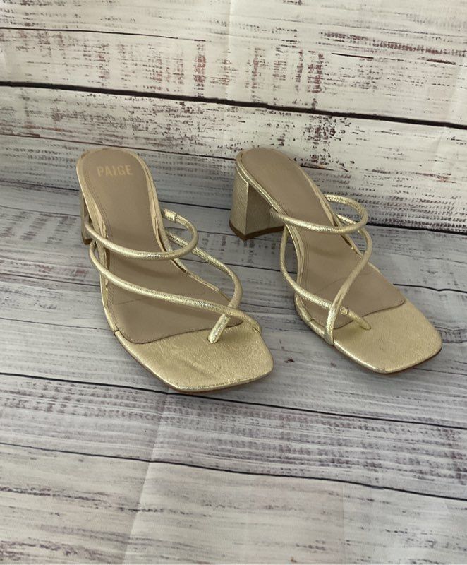 Women's Paige Gold Strappy Sandal Block Heel Size 9