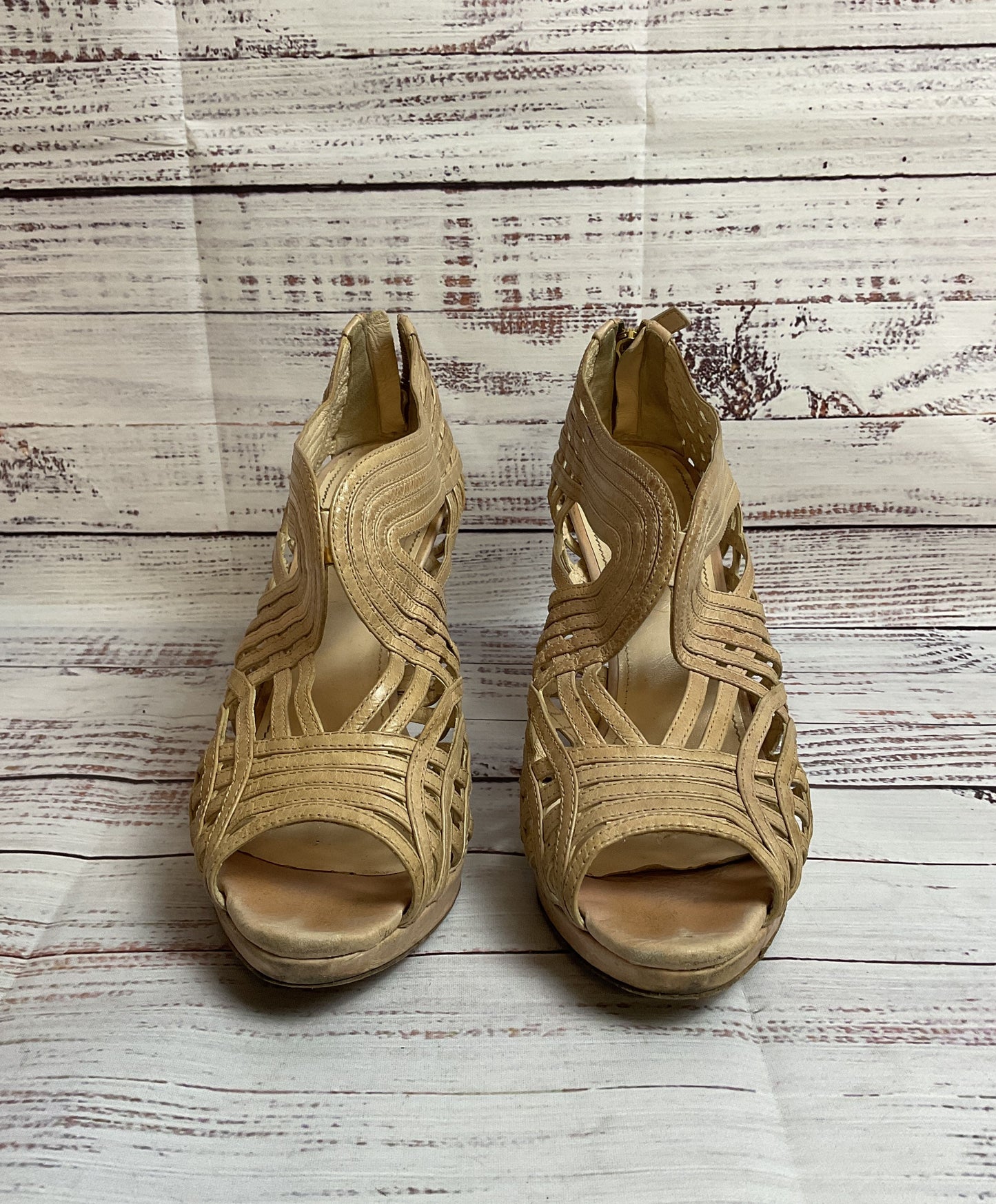 Prada Beige Leather Strappy 2010's Heel Women Size 41 or 10.5