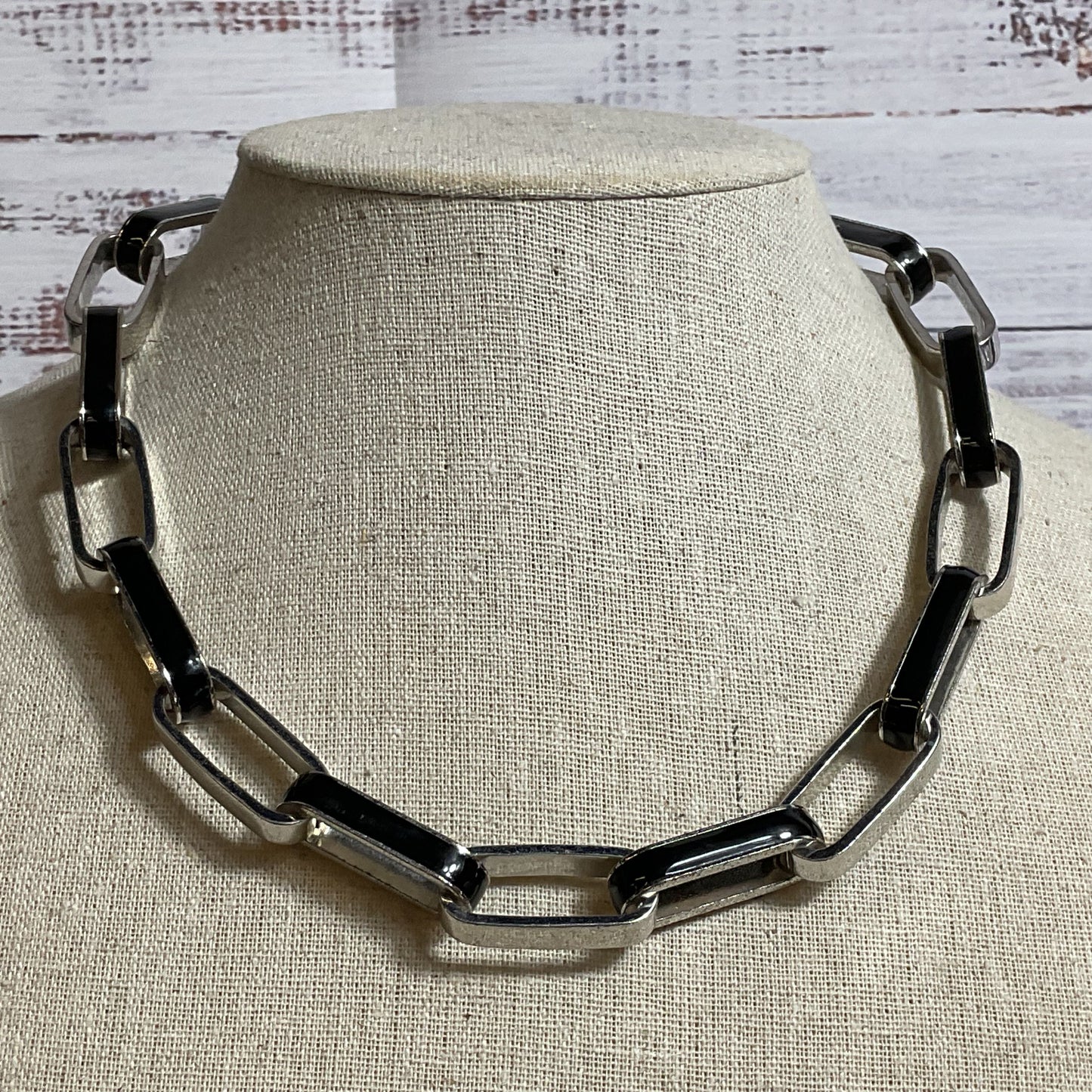MARC JACOBS Gold Tone & Black Enamel Link Necklace- 19"