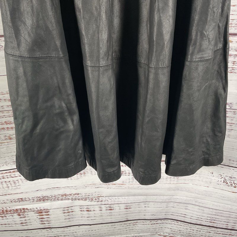 ASOS Black Leather Paneled Pocketed Flare Midi Skirt Size 2 US