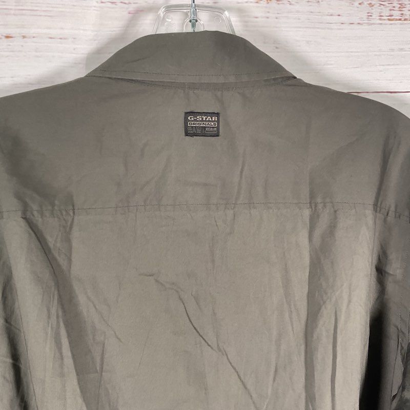 NWT G-Star Raw Gray Embroidered Logo Button Up Shirt - Size XL