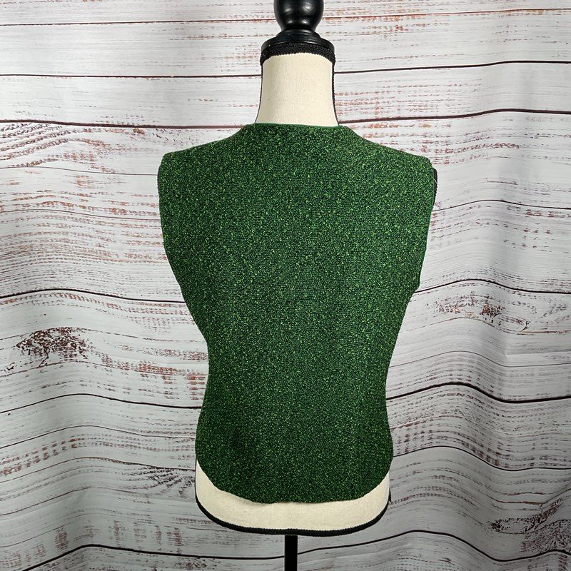 St. John Green Knit Button Front Preppy Vest - Size 6