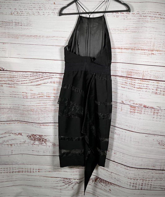 Women's Milly Black Halter Midi Dress with Tulle inserts Size 0 STUNNING!