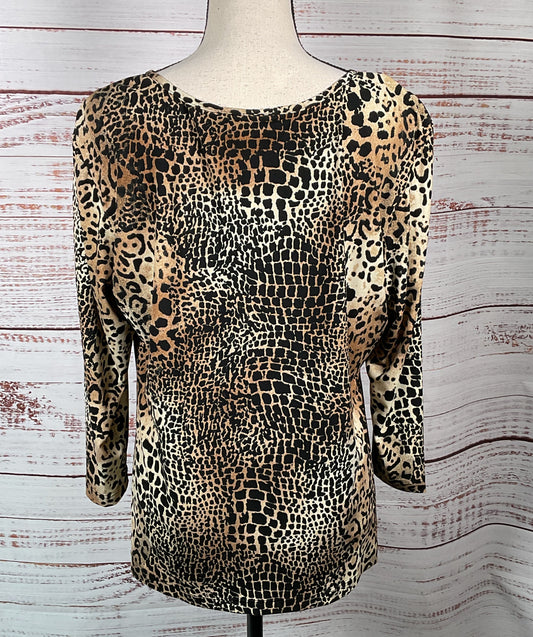 Chico's Lizzie 3/4 Sleeve Top Animal Craze Bliss 2