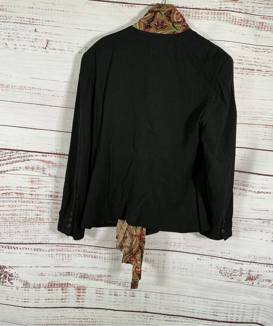 Women's Vintage Byblos Black Jacket with built in scarf Size 46/US L