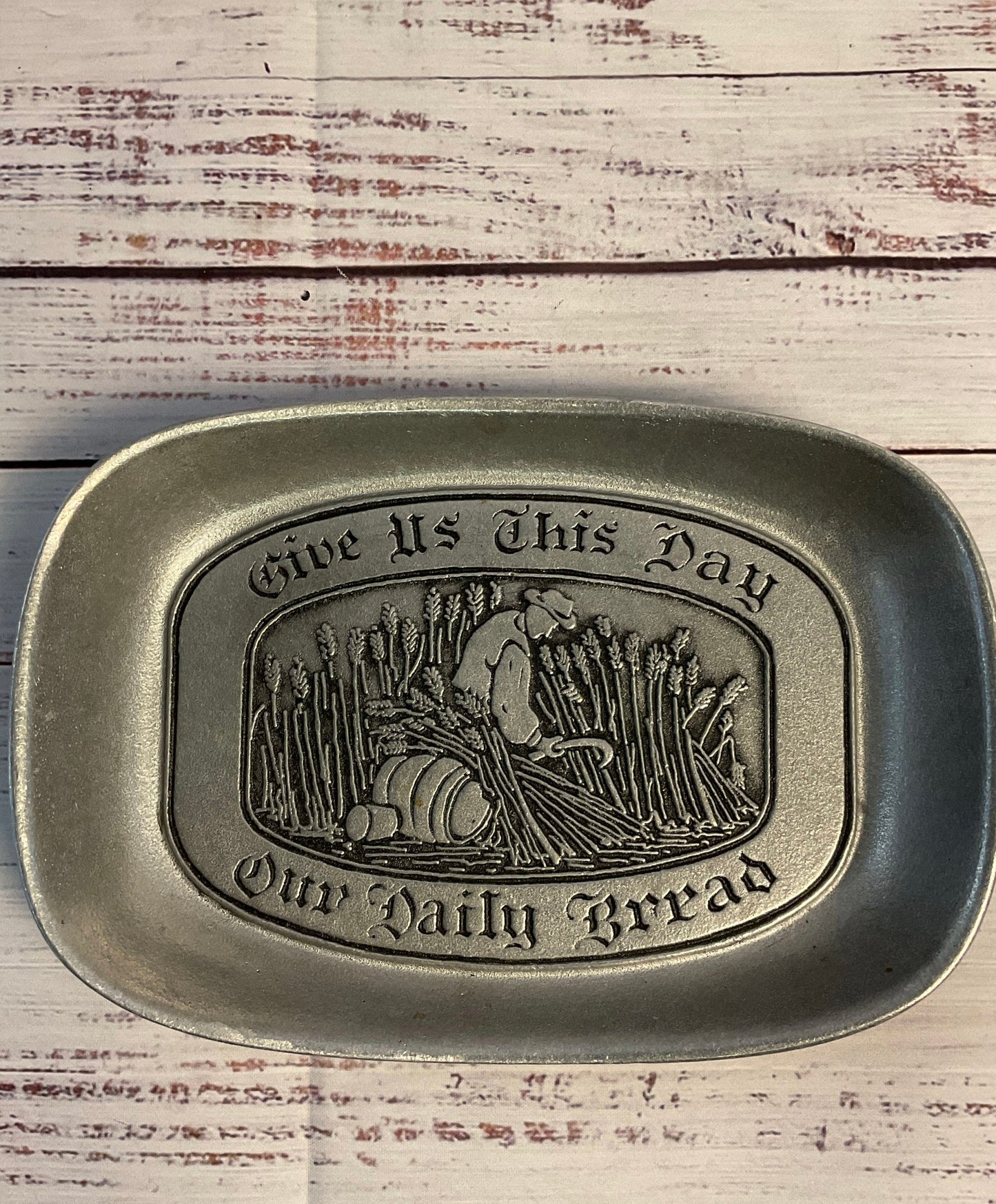 Wilton Columbia USA Silver Vintage "Give Us This Day Our Daily Bread" Bread Tray