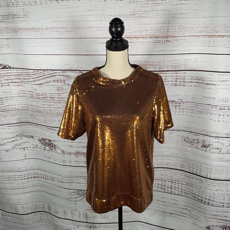 NWT Momoni Iora Bronze Sequin T-shirt - Size 0 US/38 IT MSRP $365