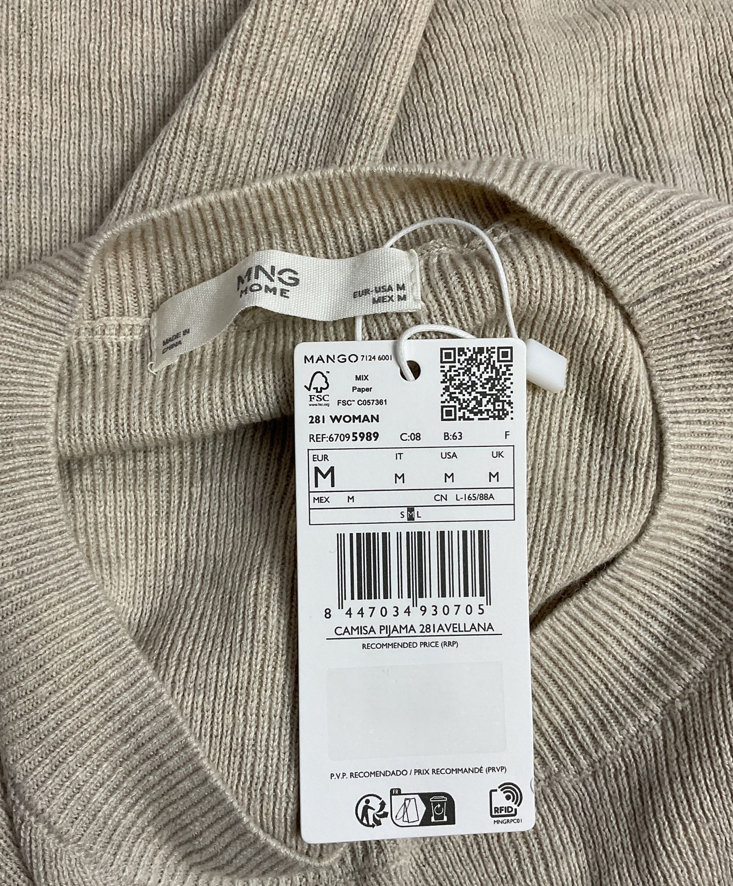 MNG By Mango Beige Elevated Basic Knitwear T-Top Blouse - Size Medium NWT