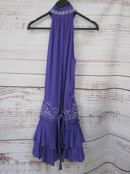 Ramy Brook Angeline Women's Purple Embroidered Halter Mini Dress Size XS