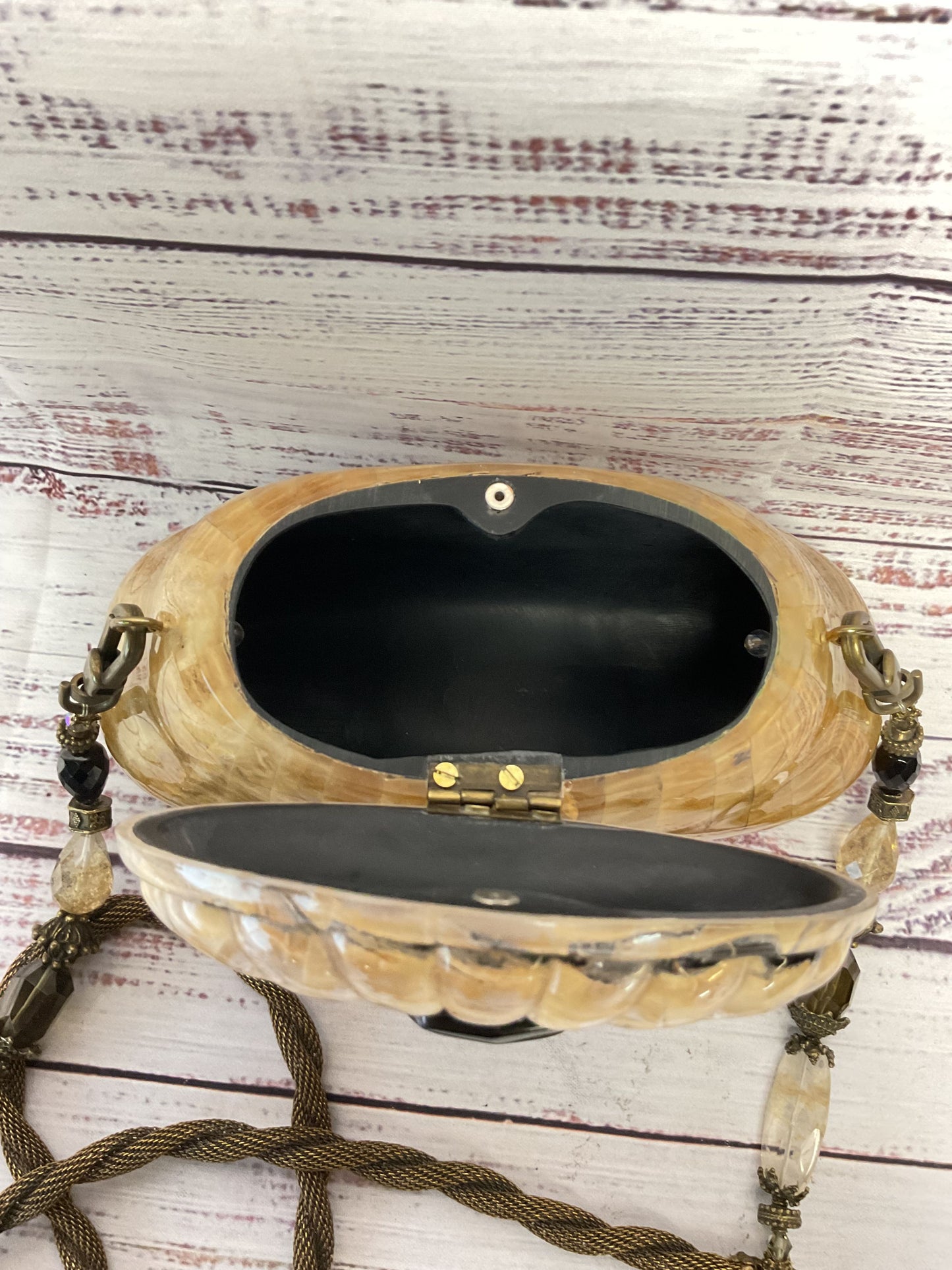 Maya Resin Hard Shell Tan Beige Small Shoulder Bag Purse 8"x4.5"x3"