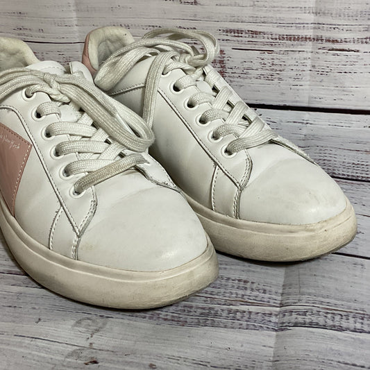 KATE SPADE Women's White & Pink Leather Sneakers- SZ 7B