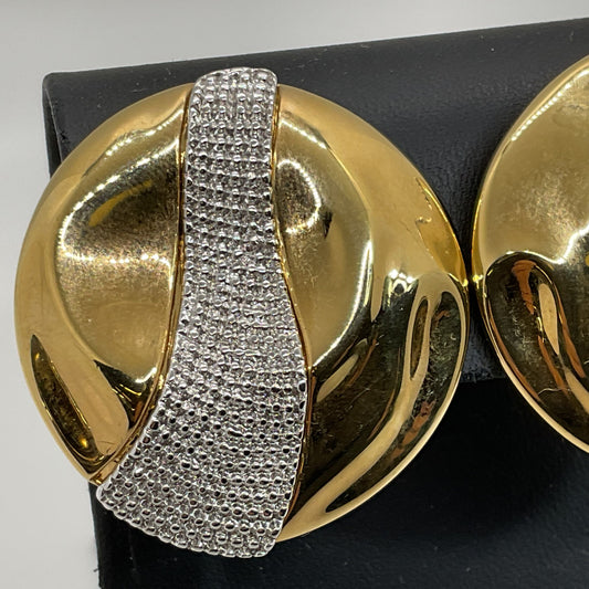 Signed GJD GINNIE JOHANSEN DESIGN Two Tone Clip On Earrings- 1.5"