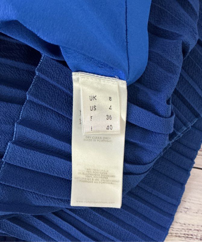 Women's Victoria Beckham Blue Sleeveless Cocktail Dress Size 4 Retail $600