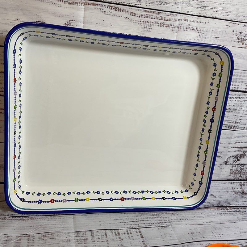 NEW THE LAST LINE Large Rectangle Serving Tray Multi Floral Enamel- 15.25" X 18"