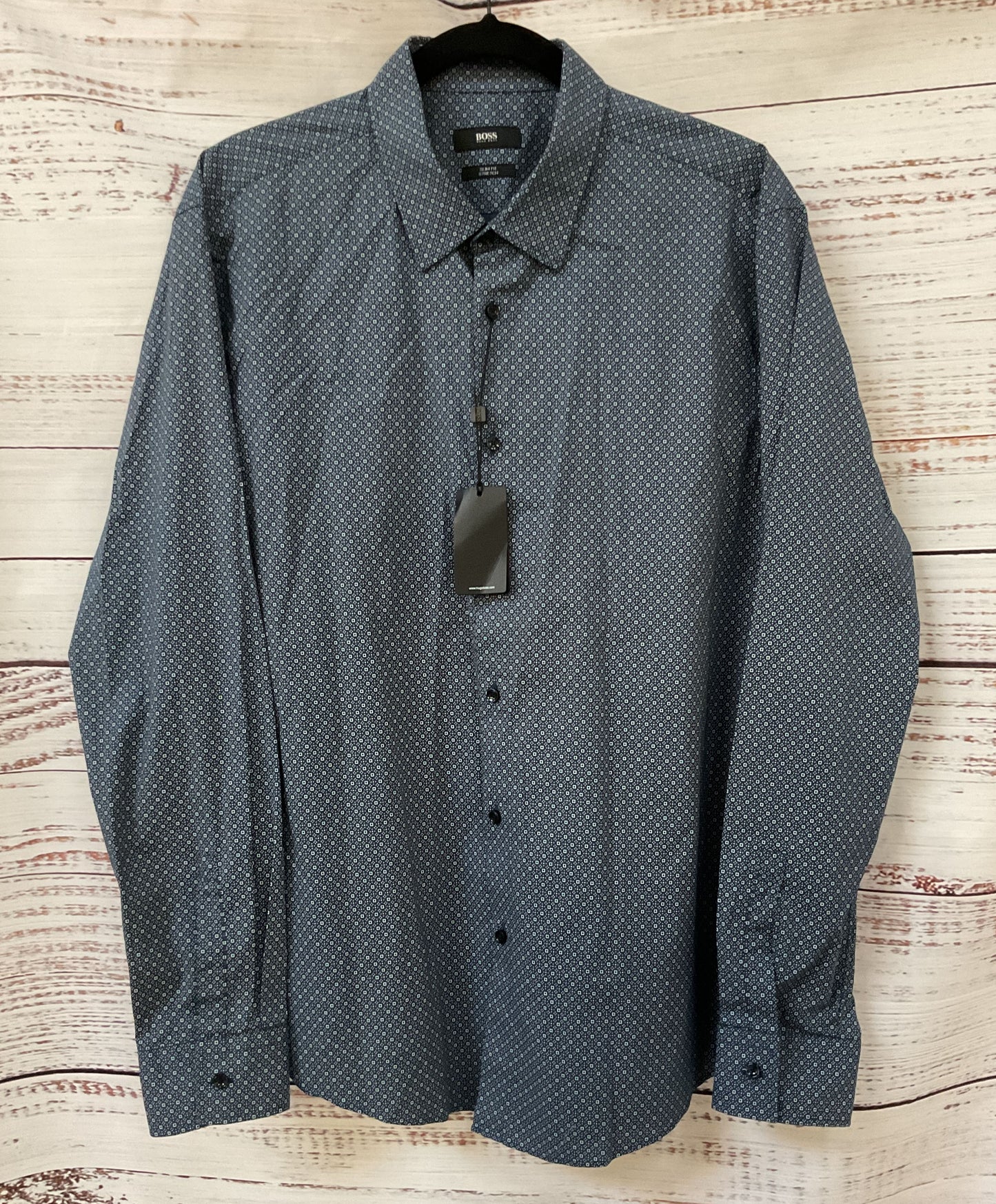 Hugo Boss Men's Blue Button Down Slim Fit Dress Shirt Size XL