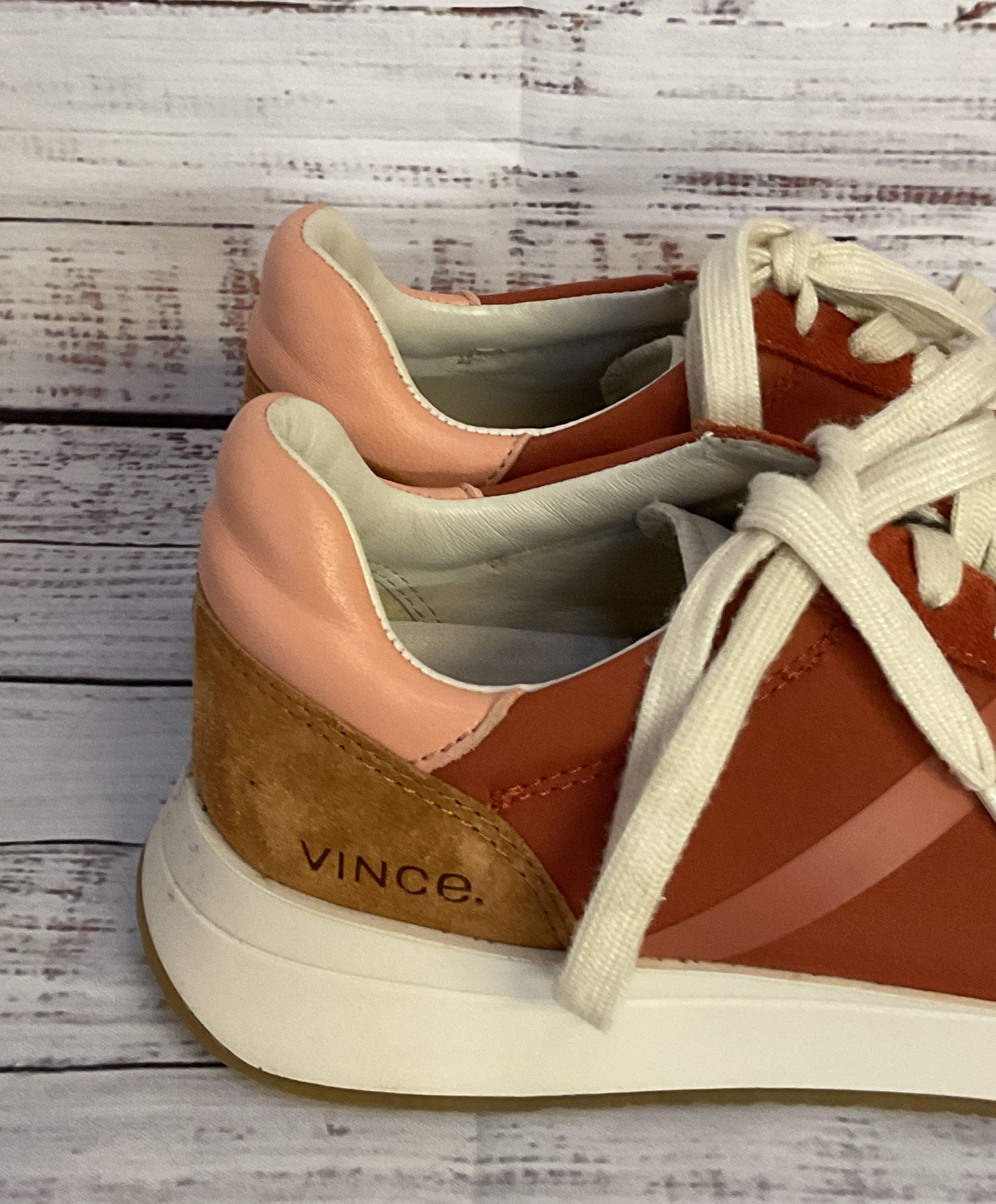 Vince Ohara Suede Trimmed Lace Up Sneakers Red 6.5