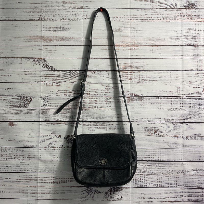 Authentic Coach F23663 Black Leather Shoulder Strap Crossbody Purse