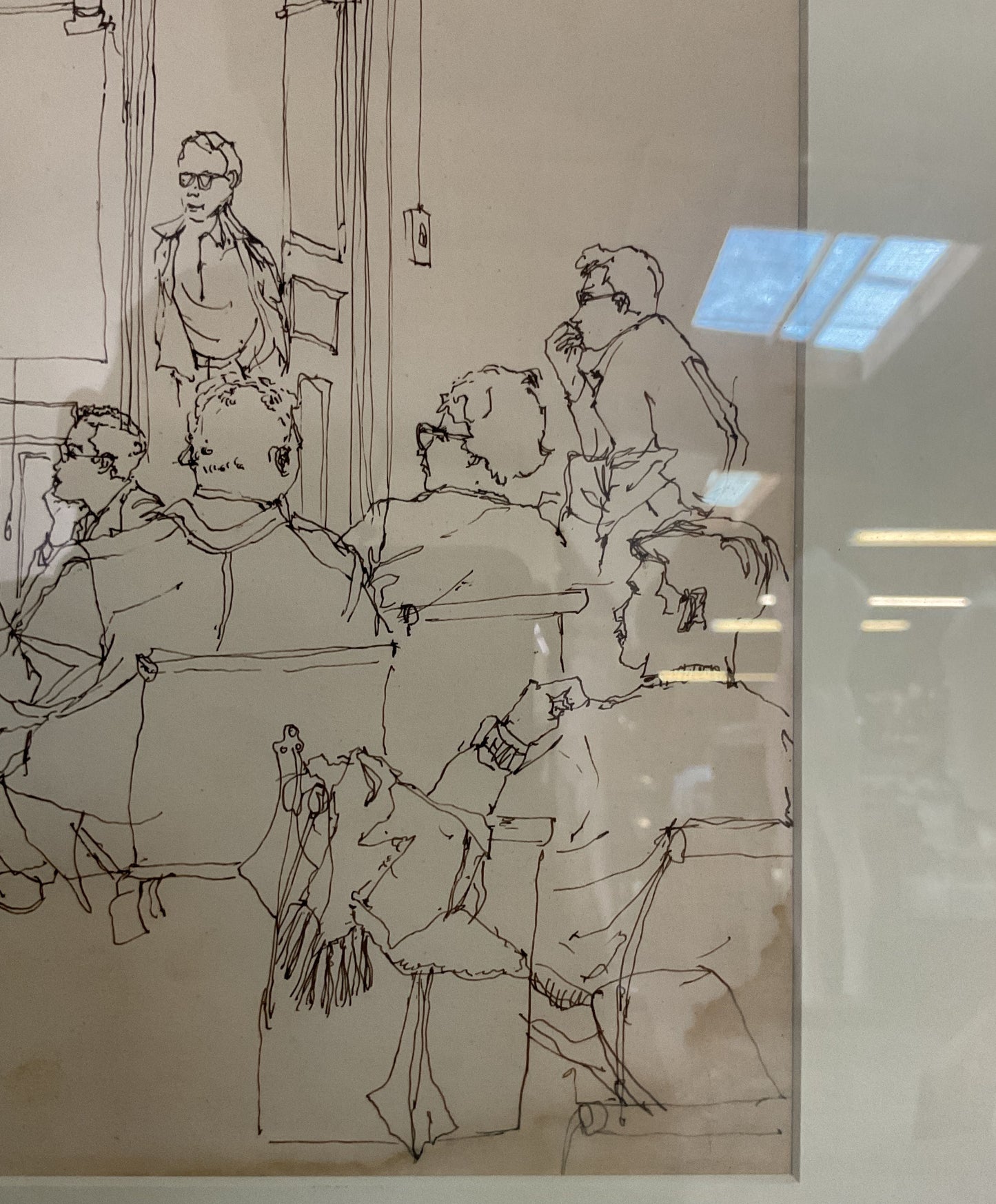 Vintage L. Levy Classroom Courtroom Gathering Pen Sketch