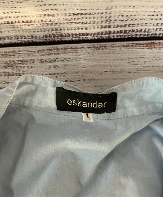 Women's Eskandar Light Blue 100% Cotton Blouse Size 1/L