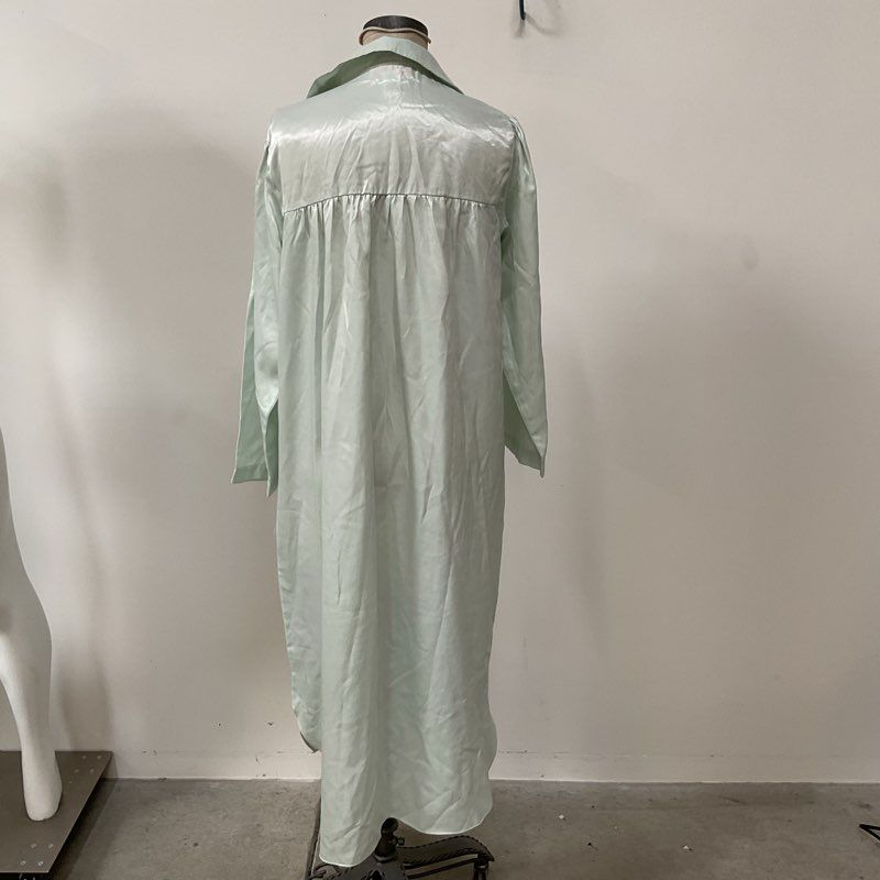 VTG. OSCAR DE LA RENTA Women's Mint Green Satin Embroidered Nightgown- SZ L