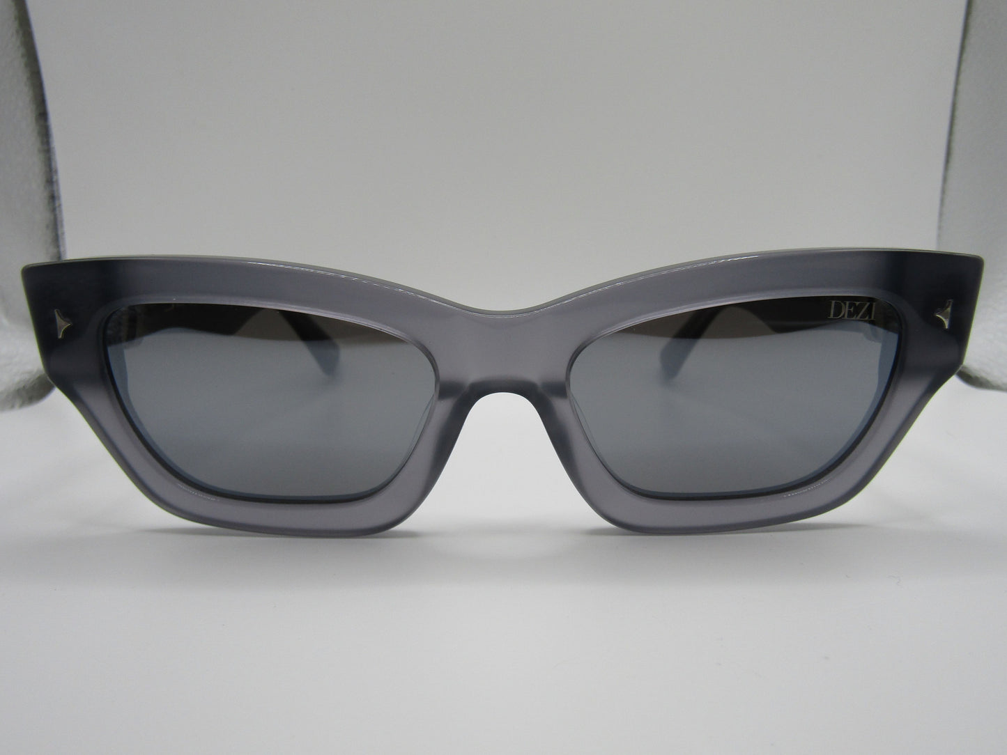 Dezi Stacked Women's Gray Smoke Acetate Cat Eye Sunglasses