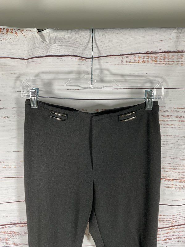 Vertigo Paris Women's Silver Metal Logo Black Dress Pants Size 2 US France