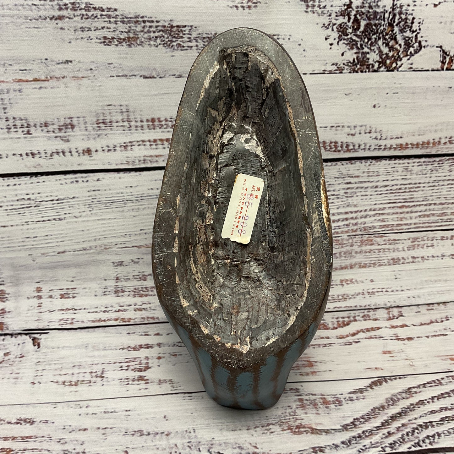 Vintage Hand Painted Carved Stone Duck 8"