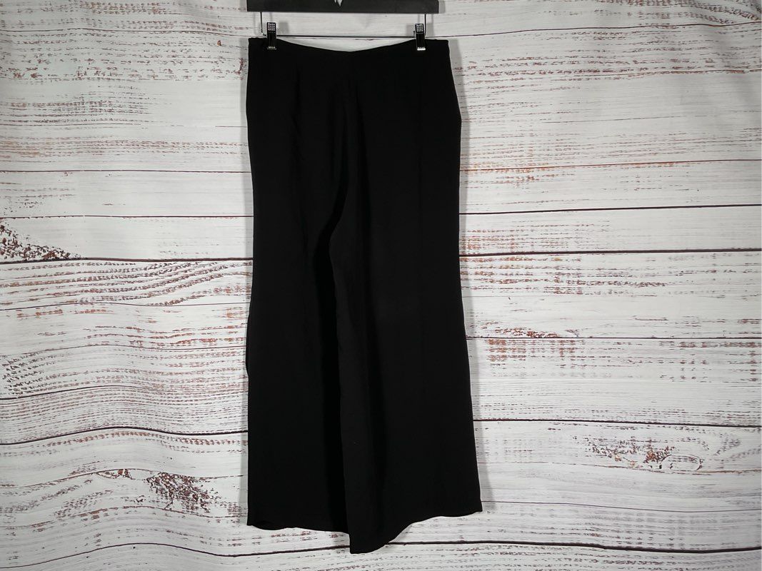 CARESTE Women's Black Silk Pleated Wide Leg Pants- SZ 7