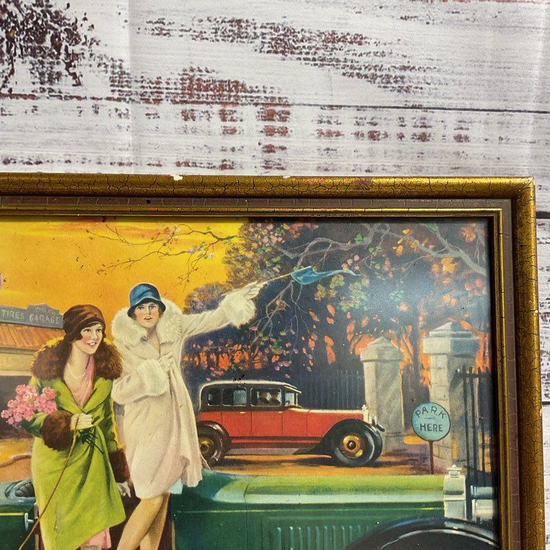 Vintage Art 2 Flappers & A Dog Print by Charles Relyea? Framed