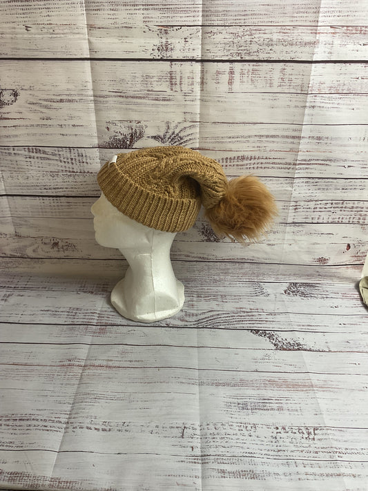 North Face Brown Pom Knit Beanie - One Size