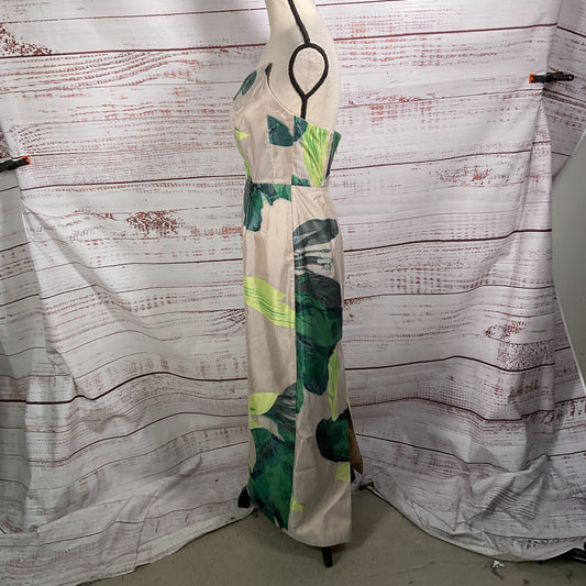 Milly Asymmetrical Tropic Strapless Botanical Jacquard Midi Dress - Size 4