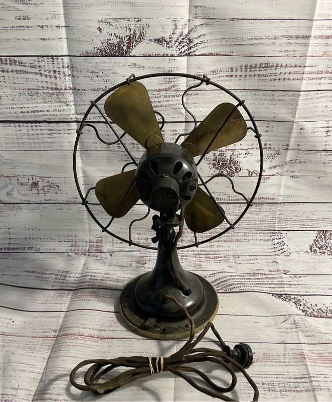 Vintage Sears Roebuck Cold Wave & Co Brass Blade Fan 14" For Parts/ AS IS
