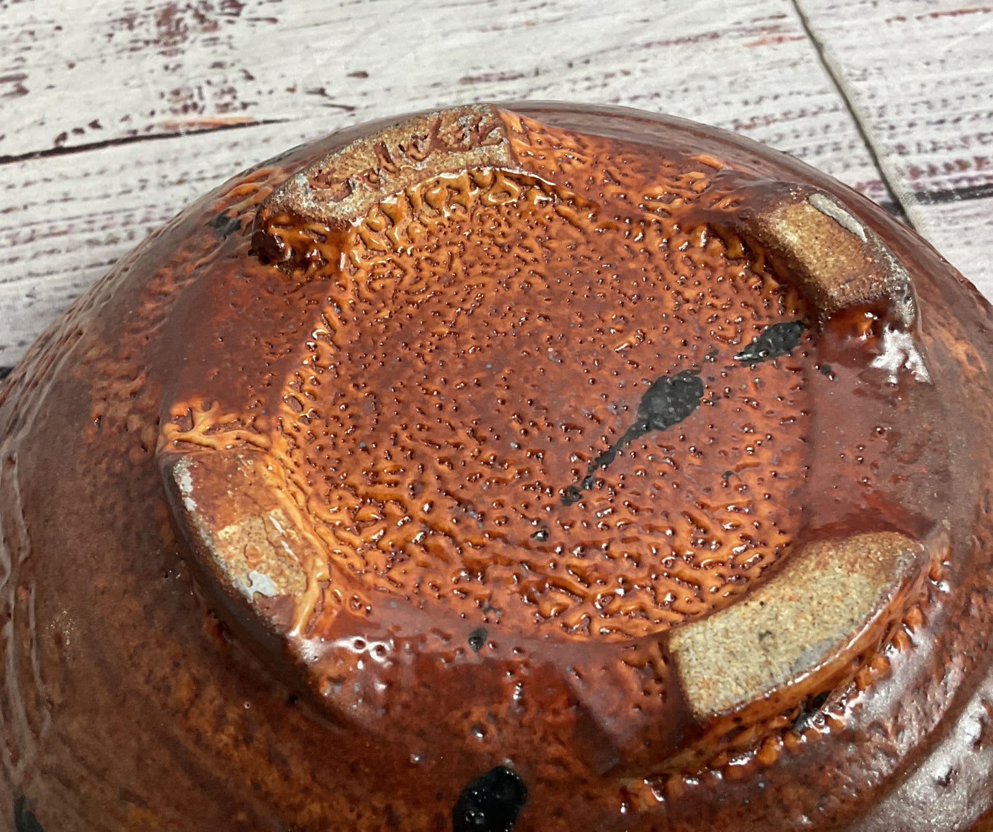 Handmade Speckled Glazed 6.5" Signed Bowl Copper Brown