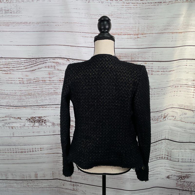 Iro Julianna Black and Gold Zip Up Cardigan Sweater Jacket - Size 2
