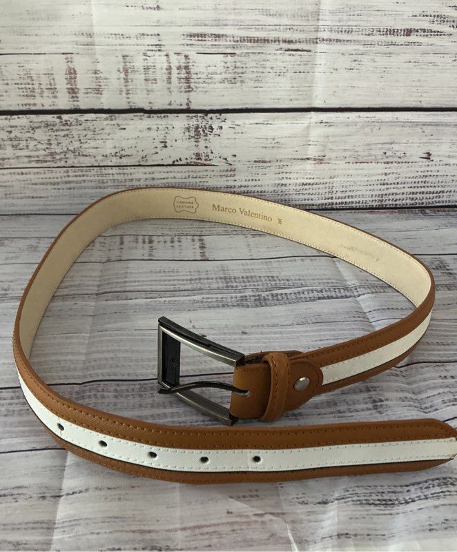 Men's Marco Valentino Brown and White leather Belt Size 36